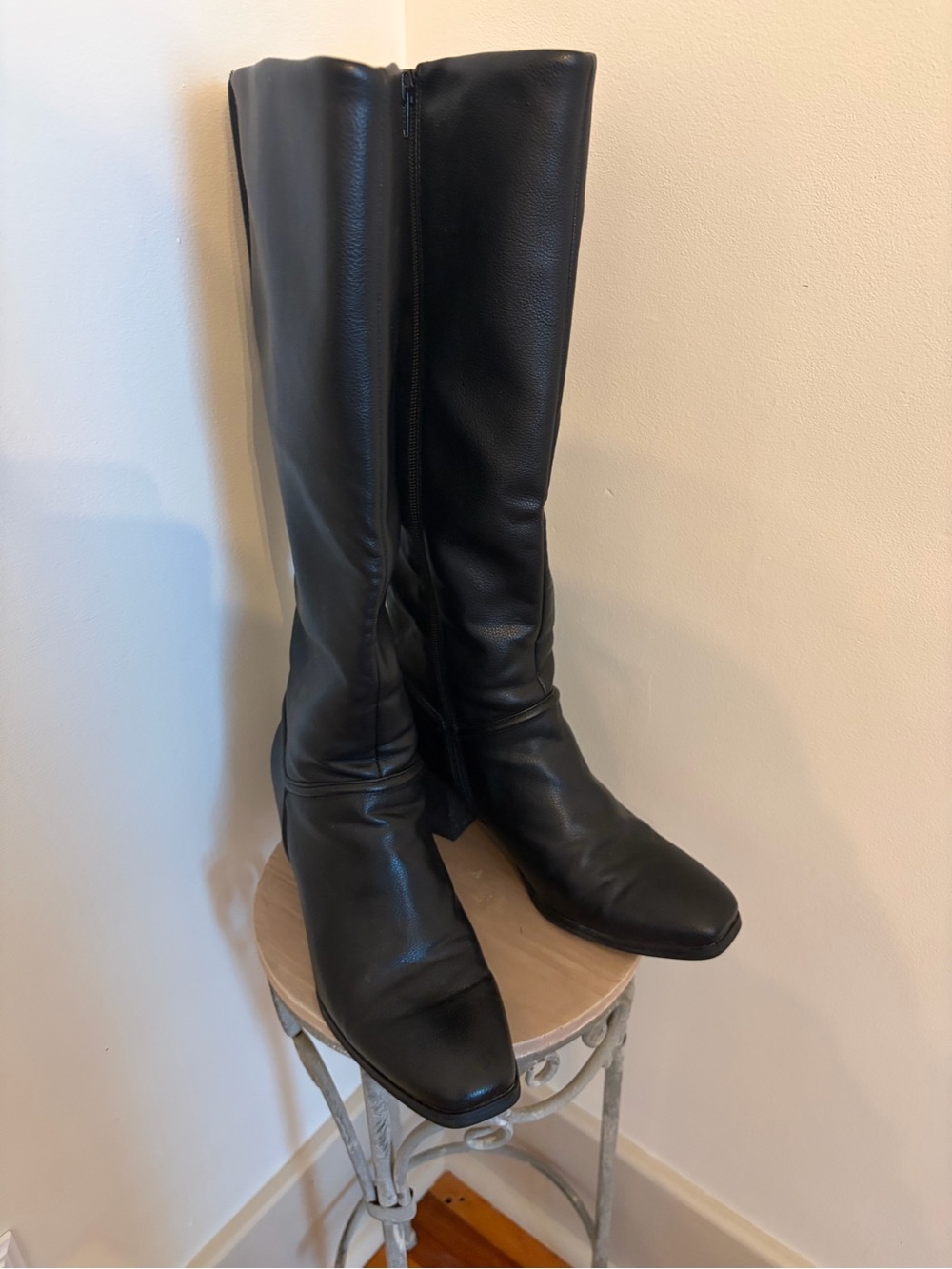 Baretraps Thalia Tall Boots women’s Black Vegan Leather Block Heel Weather Resis